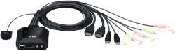 ATEN KVM Kapcsoló, 2 portos, USB, 4K, HDMI kábel (CS22H-AT)
