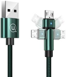 USAMS Braided Rotating kábel U60 2A microUSB 1m SJ478USB02 (US-SJ478) zöld