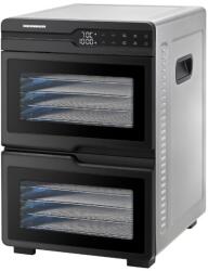 Heinner Deshidrator fructe si legume Heinner DualDry Pro HFD-KDDB1200BKSS, 1000-1200W, display, control touch, dubla compartimentare, 135-80 grade, timer, negru-inox (HFD-KDDB1200BKSS) Uscator de fructe