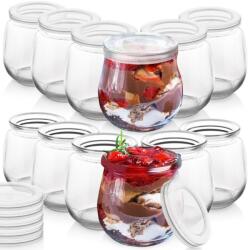 Orion Joghurtos és desszertes üveg készlet, Orion, Fedővel, 12 db, Mosogatógépben mosható, Űrtartalom 300 Ml, 8, 3x8, 3x8, 5 cm, Átlátszó (SET414)