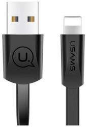 USAMS u2 adatkábel, usb - lightning, 2a, gyorstöltő, 120cm, lapos kábel, fekete, kompatibilis: Apple IPAD, 3rd Generation, / IPAD, 4th Generation, / IPAD mini 3 (SJ199IP01)