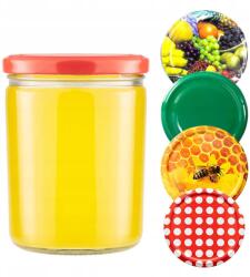 Bimberek 5 darabos Bimberek üvegkészlet, 440 ml, fehér/fekete/piros/zöld/arany tető, magasság 11 cm (ZES000288)