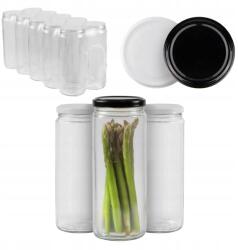 Bimberek 10 darabos Bimberek 500 ml-es üvegkészlet fedővel, lekvárokhoz, mézhez, fűszerekhez, fekete/fehér (ZES001727)