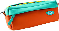 DACO Penar etui tip borseta DACO PE712T, 2 fermoare, 20.5 x 5.5 x 9 cm, Turcoaz si Portocaliu (PE712T) Penar