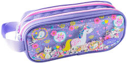 DACO Penar etui tip borseta DACO PE716M, 2 fermoare, 24 x 6 x 18 cm, motiv Unicorn, Mov (PE716M) Penar