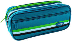DACO Penar etui tip borseta DACO PE717V, 4 fermoare, 22 x 9 x 10.5 cm, Albastru Petrol (PE717V) Penar