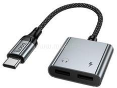 hoco. UPA34A audió adapter és töltőkábel elosztó, 15cm, SÖTÉTSZÜRKE (HOCO_UPA34A) (HOCO_UPA34A)