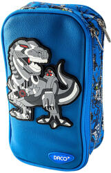 DACO Penar etui tip borseta DACO PE719A, 2 fermoare, 23 x 6.5 x 12.5 cm, motiv 3D Dinozaur (PE719A) Penar