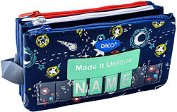DACO Penar etui tip borseta DACO PE713B, 3 fermoare, 22 x 4 x 12 cm, motiv Space (PE713B) Penar
