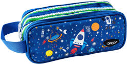 DACO Penar etui tip borseta DACO PE715B, 3 fermoare, 21.5 x 9.5 x 9 cm, motiv Space (PE715B) Penar