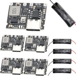 Youmile 18650 Li-ion töltőmodul + elemtartó doboz, 3, 7V-5V/9V boost konverter, 5 db