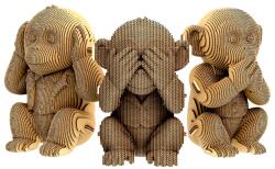 Cartonic Puzzle 3D Cartonic din280 piese - Maimuțe (CARTTRIOMONK)