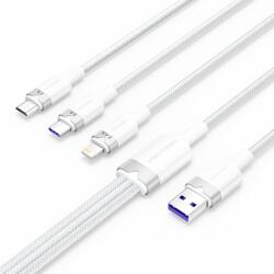 Vention USB 2.0 A Male to 3-in-1 USB-C & Lightning & Micro-B Male 6A Cable 1.5M White Aluminum Alloy (CTRWG)