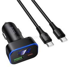 hoco. Z63B autós töltő Type-C+USB aljzat 60W, LED kijelző + Type-C kábel, FEKETE (HOCO_Z63B) (HOCO_Z63B)
