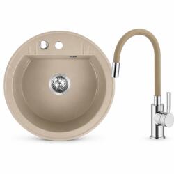 FERRO+EVER Set Chiuveta bucatarie Ferro Mezzo II 1 Cuva Rotunda 51 cm si Baterie Ermetiq ER-HR108Y