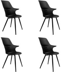 King Home Brazo High Szék Szett Polipropilén Fém Fekete Magas Támlás (334-CPP3 SET.4)