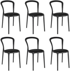 King Home Slim Szék Szett Polipropilén Szövet Fekete 6 db (PP-134A.BLACK SET.6)