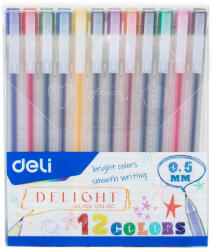 Deli Pix cu gel 0.5 mm DELI Delight, 12 culori/set