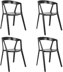 King Home Vibia Szék Polipropilén Fekete Egymásba Rakható 4 db-os Szett (210-APP.BLACK.SET4)