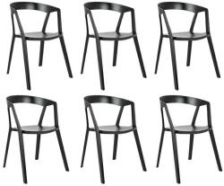King Home Vibia Szék Szett Polipropilén Fekete Rakásolható (210-APP.BLACK.SET6)