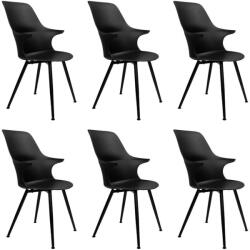 King Home Brazo High Szék Szett Polipropilén Fém Fekete Magas Támlás (6 db) (334-CPP3 SET.6)