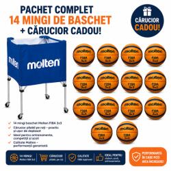 Molten Pachet 14 mingi baschet 3x3 Molten B33T5000 FIBA Approved + carucior mobil Molten BK0012-B (14XB33T5000+BK0012-B)
