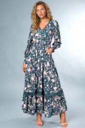 RohBoutique Rochie maxi Teal cu maneca lungă și imprimeu floral Roh Dr4849
