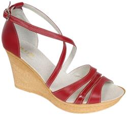 CIUCALETI Marimea 40 Sandale dama rosii din piele naturala cu platforme de 8 cm - ELY03R, marimea 40
