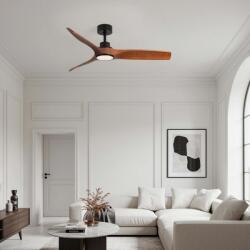 Nova Luce Lustra LED cu Ventilator si telecomanda HOVER D-132cm negru/ lemn inchis (NVL-9952385)