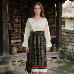 Ie traditionala Costum popular format din catrinta , brau si ie Ramona