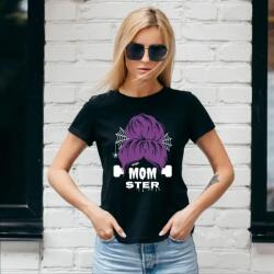 Gravolo Tricou pentru mamica cu tematica Halloween, cu mesajul amuzant MOMSTER (C750)