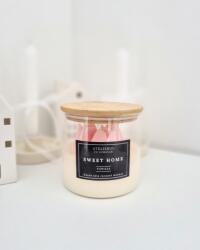 Atelierul cu Lumanari Lumânare parfumată din ceară naturală de soia „Sweet Home - Vanilie, Cireșe & decor Lalele