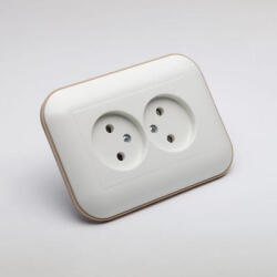 OVIVO Priza dubla Ovivo Loft, 16A, 250V, incastrata, fara impamantare, alb Kraft, 404-010306-908 (EL0057136)