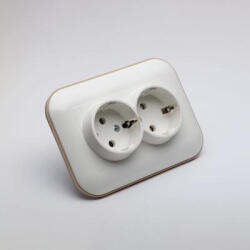 OVIVO Priza dubla Schuko cu impamantare 16A, alb kraft, Loft, Ovivo 404-010306-907 (EL0057135)
