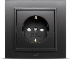 Elbi Priza Schuko cu protectie copii 16A, negru mat, Zena (EL0070988)