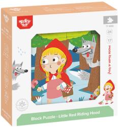 Tooky Toy Дървени кубчета Tooky Toy - Червената шапчица, 16 броя (TF456)