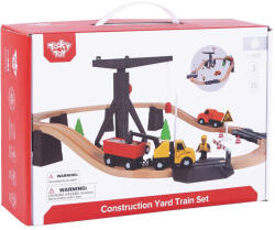 Tooky Toy Игрален комплект Tooky Toy - Дървена строителна площадка с кран (TH682) - baby