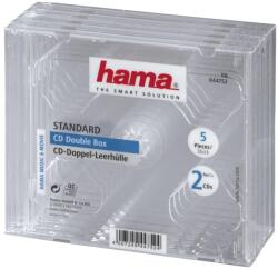 Hama Кутийка за CD/DVD HAMA Double Jewel Case, прозрачен, 5 бр. в пакет (44752) - caretech