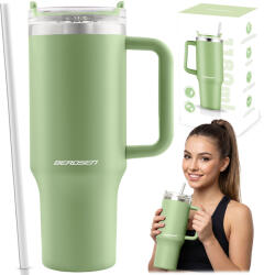 Berdsen Pahar termic cu pai, 1180 ml, verde, Berdsen (J-378803)