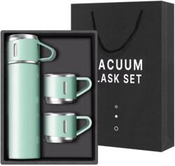 EMC ONSHOP Termos Metalic EMC ONSHOP® pentru Cafea si Ceai, 500 ml, 3 Cani Incluse, Pereti Dubli, Inaltime 38.5 cm, Verde (ML-59-55-A)