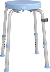 HOMCOM Taburet de Duș Rotativ, 5 Înălțimi Reglabile, Antiderapant, din Aliaj de Aluminiu, 136 kg, Albastru Deschis | Aosom Romania (712-081V00LB)