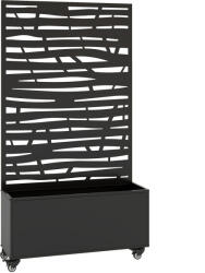 Outsunny Jardinieră cu spalier, cuvă din metal pentru flori cu panou pentru intimitate și roți, spalier decupat în lamele, 90x30x160cm, negru | Aosom Romania (84H-526V00BK)