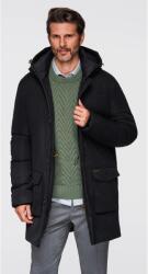 OMBRE Elegáns parka cargo zsebekkel és kapucnival, Ombre OM-JAPJ-0287, Fekete, XL