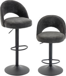 HOMCOM Set de 2 taburete de bar, scaune de bar reglabile pe înălțime, șezut căptușit din chenille, rotative 360°, Gri | Aosom Romania (83A-587V00CG)