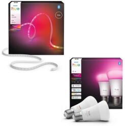 Philips -Bandă LED RGBW dimmabilă Hue FLUX 3m LED/12W/230V+2x bec inteligent E27/8, 1W (P7051C)