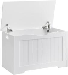 VASAGLE játékláda, magas tároló láda, bejárati pad 2 biztonsági zsanérral, 76 x 40 x 48 cm (H x Sz x Ma), fehér, LHS11WT (EZ-LHS11WTV1-4877)