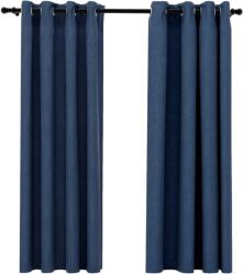 vidaXL 2 db kék vászonhatású sötétítőfüggöny fűzőkarikával 140x175 cm (321176)