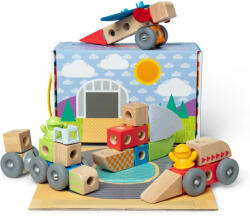 Melissa & Doug Blockables - összepattintható fa építőjáték - Járművek szett (6074902)