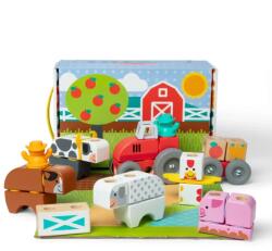 Melissa & Doug Blockables - összepattintható fa építőjáték Farm szett (6074894)