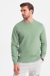 OMBRE OMBRE, Pamut pulóver nyakkivágással a nyak tövében, Pisztácia zöld, 2XL (OM-SSBN-0175-GREEN-XXL)